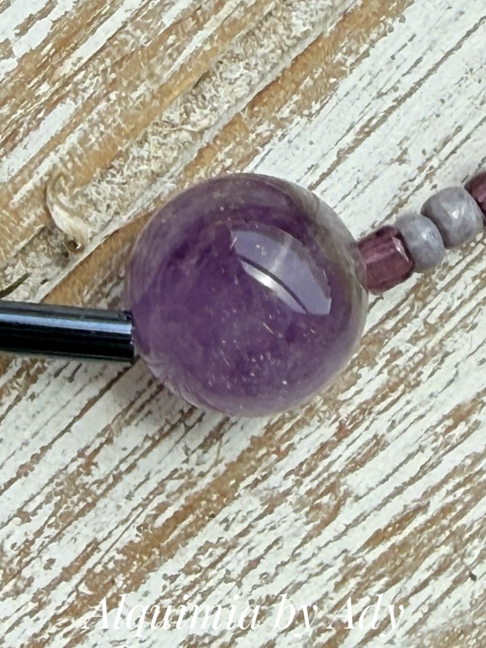 Amethyst beaded dainty short necklace/manifesting self confidence - Picture 3 of 7